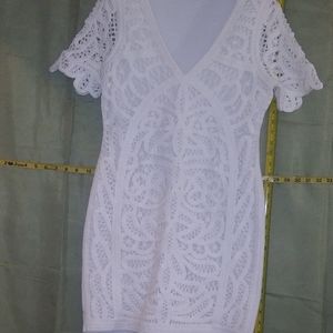 White Crochet Front Dress by French Connection, size M (U.S. 8)